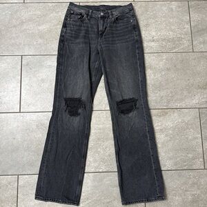 American Eagle Outfitters Black Distressed Flare Jeans